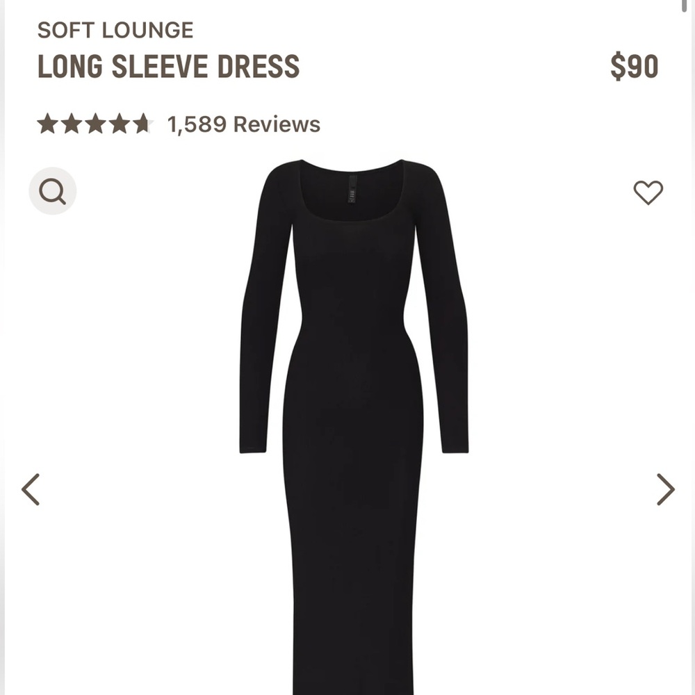 skims soft lounge maxi dress (black)